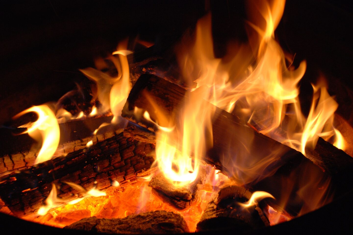 firewood burning in a stove